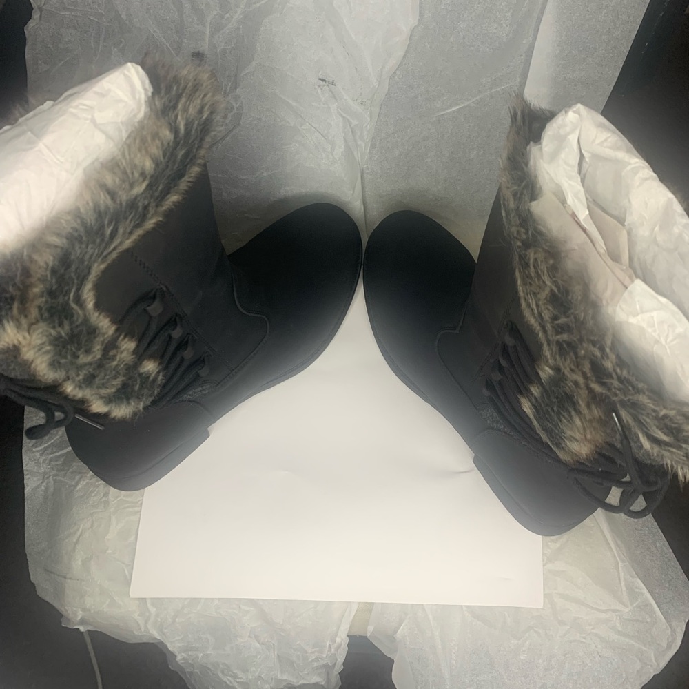 Torrid black fur boots size 11.5w